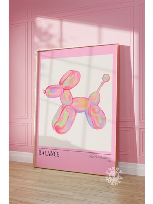 Ninastore Köpek Balonlu Şık Duvar Sanatı / Retro Dijital Baskı / Pembe Estetik Trend Duvar Sanatı Dijital Bask