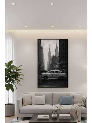 Safir Design Klasik New York Caddesi ve Chrysler Binası Temalı Çerçeveli Tablo