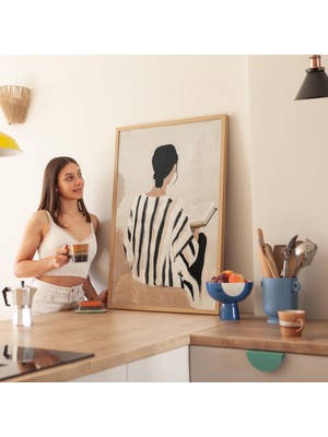 Ninastore Boho Tarzı Kitap Okuyan Kadın Sanat Baskısı: Minimalist Silüet (Dijital Indirme)