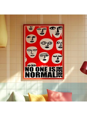 Ninastore Kırmızı Soyut Yüz Sanat Baskısı: Sıradışı Pop Sürrealist Dekor (Dijital Indirme)