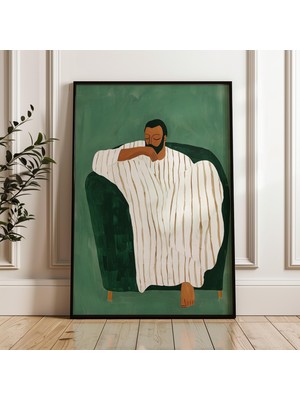 Ninastore Zümrüt Yeşili Soyut Adam Baskısı: Çağdaş Duvar Sanatı (Dijital Indirme)