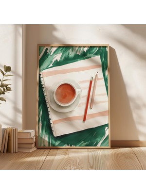 Ninastore Çay ve Çizim Defteri Sanat Baskısı: Rahat Masa Illüstrasyonu (Dijital Indirme)