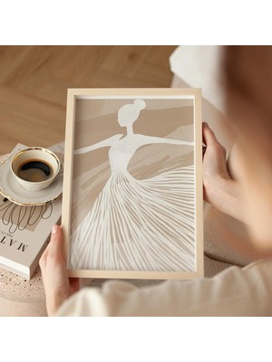 Ninastore Zarif Balerin Sanat Baskısı: Bej Minimalist Bale Eseri (Dijital Indirme)