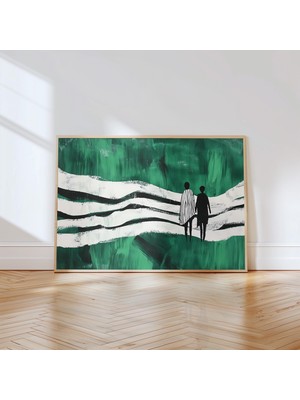 Ninastore Soyut Çift Silüeti Sanat Baskısı: Yeşil Manzara (Dijital Indirme)