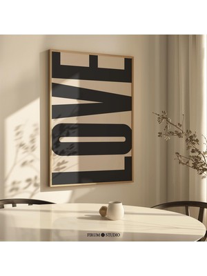 Ninastore Minimalist Aşk Temalı Baskılı Duvar Sanatı - Siyah ve Bej Sevgililer Günü Dekorasyonu / Modern Oturm