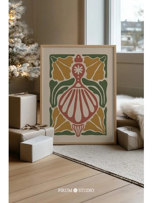 Ninastore Eklektik Toprak Tonlarında Noel Süsü Baskılı Duvar Sanatı/ Boho Tatil Baskısı/ Sıcak Botanik Şekille