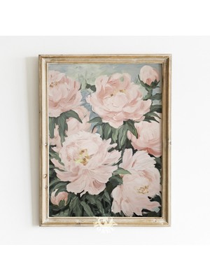 Ninastore Pembe Şakayık Baskısı/ Coquette Oda Dekorasyonu/ Açık Pembe Estetiği/ Grandmillenial Dijital Baskı/