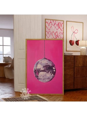 Ninastore Disko Topu Baskısı/ Pembe Eğlenceli Trend Tablo/ Maksimalist Dekor/ Dijital Baskı/ Şık Duvar Sanatı/