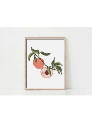 Ninastore Mutfak Veya Yemek Odası Dekorasyonu Için Botanik Şeftali Baskısı / Yazdırılabilir Duvar Sanatı / El