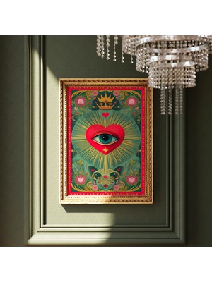 Ninastore Kutsal Kalp Gözü Sanat Baskısı: Mistik Botanik Maksimalist Poster