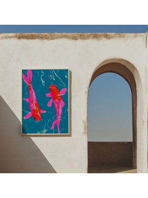 Ninastore Koi Balığı Sanat Baskısı: Japon Zen Dekorasyonu/ Kırmızı Balık Tablosu