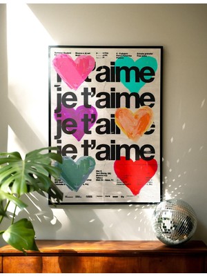 Ninastore Seni Seviyorum Kalp Posteri/ Kitsch Renkli Duvar Sanatı