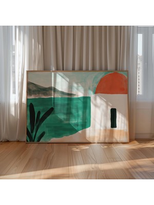 Ninastore Akdeniz Kıyı Manzarası Baskısı: Soyut Deniz Kenarı Ev Dekorasyonu (Dijital Indirme)