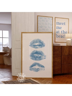 Ninastore Mavi Öpücük Dudaklar Duvar Sanatı/ Öpücük Baskısı/ Retro Dudak Posteri/ Trend Duvar Sanatı/ Kız Çocu