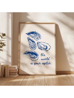 Ninastore Dünya Senin Istiridyen Dijital Baskı / Lacivert Sahil Duvar Sanatı / Retro Mutfak Posteri Estetiği /
