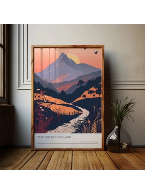 Ninastore Peak District Gün Batımı Sanat Baskısı: Derbyshire Manzara Posteri