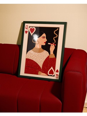 Ninastore Kalpler Kraliçesi Sanat Baskısı: Kırmızı/altın/ve Siyah Asil Portre