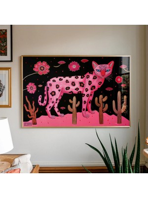 Ninastore Pembe Leopar Çöl Sanatı Baskısı: Sürrealist Maksimalist Dekor (Dijital Indirme)