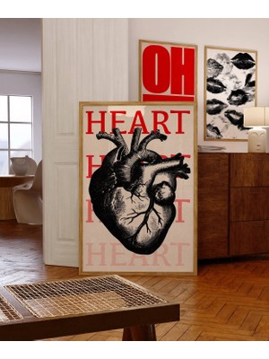 Ninastore Siyah Kalp Anatomisi Posteri/ Psychedelic 70'ler Retro Baskı (Dijital Indirme)