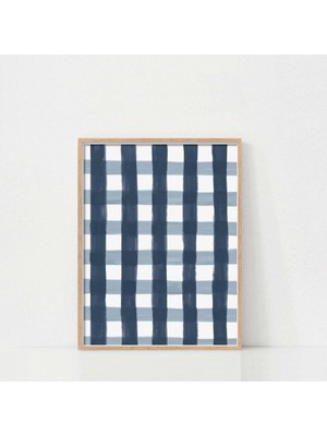 Ninastore 4 Temmuz Duvar Sanatı / Lacivert Ekose Baskılı / Baskılı Sanat Eseri / Bağımsızlık Günü Dekorasyonu