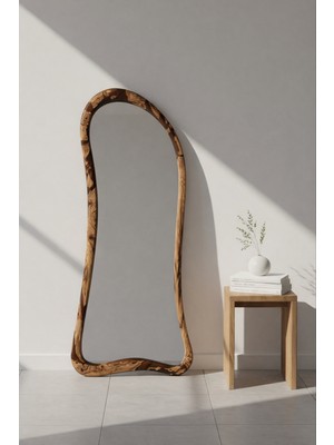 Gökçesan Mobilya Ahşap & Epoksili Çerçeveli Ayna 180X75 Metal Ayaklı Boy Aynası