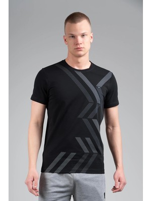 Maraton Regular Erkek Bisiklet Yaka  Siyah T-shirt