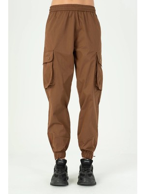 Maraton Kadın Dönüşlü Lastik Paça Taba Pantolon XL Rahat Kalıp ile Günlük Kullanım için Şık Tasarım