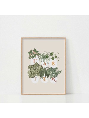 Ninastore Paskalya Bitkileri Baskılı Duvar Sanatı/ Ilkbahar Yeşillikleri Dekorasyonu/ Botanik Paskalya Posteri