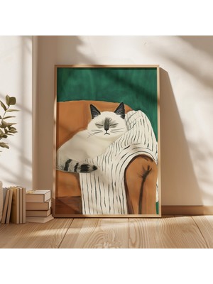 Ninastore Ragdoll Kedisi Sanat Baskısı: Zümrüt Yeşili Yatak Odası Dekorasyonu (Dijital Indirme)