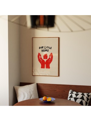 Ninastore Küçük Evimiz Duvar Sanatı: Rahat Aile Posteri / Minimalist Ev Baskısı / Sıcak Retro Ev Dekorasyonu