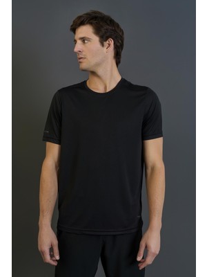 Maraton Regular Erkek Bisiklet Yaka  Siyah T-Shirt