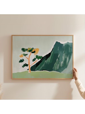 Ninastore Minimalist Dağ Manzarası Baskısı: Soyut Ağaç Duvar Sanatı (Dijital Indirme)
