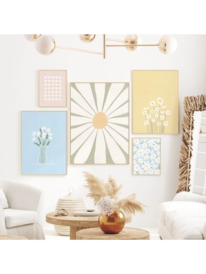 Ninastore 5'li Boho Baskı Seti / Anında Indirme / Çiçek Galerisi / 5'li Yazdırılabilir Set / Botanik Baskı Set