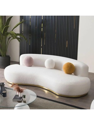 Edsy Home Elips Teddy Koltuk 3 Lü Kanepe Kırık Beyaz