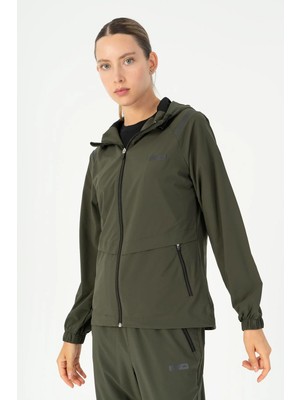 Maraton Regular Kadın Kapüşonlu  Açık Haki- Tracktop