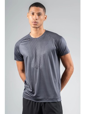 Maraton Regular Erkek Bisiklet Yaka  Antrasit T-Shirt