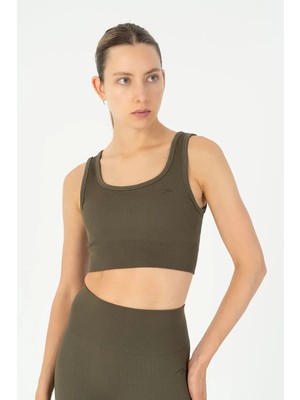 Maraton Slimfit Kadın Düz Yaka  Haki- Bra