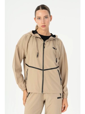 Maraton Comfort Kadın Kapüşonlu  Açık Vizon Tracktop