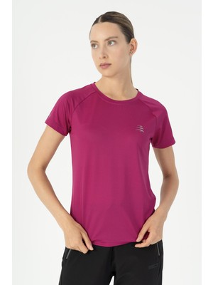 Maraton Slimfit Kadın Bisiklet Yaka  Koyu Pembe- T-Shirt