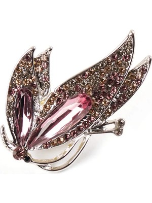 Faik Sönmez Pembe Taşlı Kelebek Broş S26BRS003