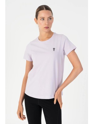 Maraton Regular Kadın Bisiklet Yaka  Mor- T-Shirt