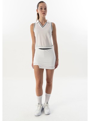 Maraton Regular Kadın Polo Yaka  Beyaz- Atlet