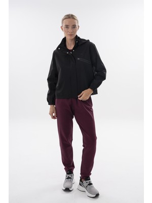 Maraton Comfort Kadın Çıkma Kapüşonlu  Siyah- Yağmurluk