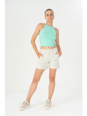 Maraton Slimfit Kadın Bisiklet Yaka  Açık Yeşil Atlet