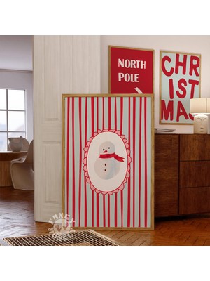 Ninastore Kardan Adam Baskısı/ Neşeli Kış Duvar Sanatı/ Abartılı Tatil Dekorasyonu/ Vintage Çizgili Retro Noel