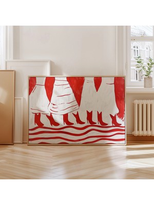 Ninastore Kırmızı Çizmeler Soyut Sanat Baskısı: Modern Kadın Silüeti (Dijital Indirme)
