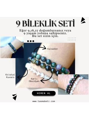 Doğaltaş Numerolojik 9'lar Için Arınma ve Tamamlanma Seti – Kalsedon, Kristal Kuvars, Obsidyen