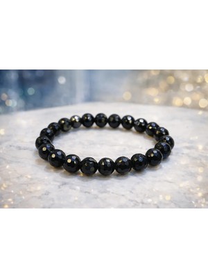 Doğaltaş Obsidyen Faset Kesim Bileklik 8 mm