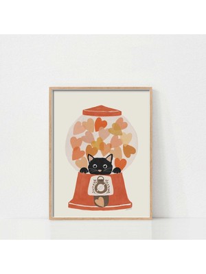 Ninastore Şeker Makinesindeki Kedi Sanatı / Siyah Kedi Baskısı / Çocuk Odası Duvar Sanatı / Yazdırılabilir Duv