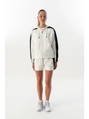 Maraton Comfort Kadın Kapüşonlu  Beyaz Tracktop
